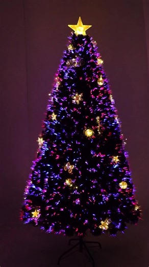 6FT Green Artificial Fiber Optical Christmas Trees with Flashing LED, Hinged 230 Branches Tips Xmas Tree Indoor Pohon Natal
