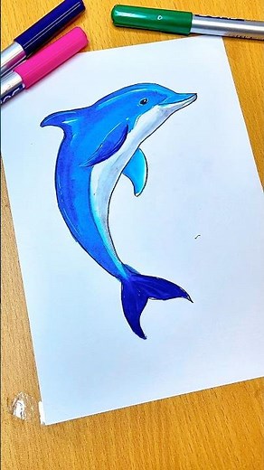 Cute Dolphin Drawing 🐬 Easy Step by Step | Satisfying Art #shorts