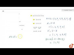If `U ={1, 2, 3, 4, 5, 6, 7, 8, 9 }` , `A= {2, 4, 6, 8}` and`B = { 2, 3, 5, 7}` . Verify that (i...