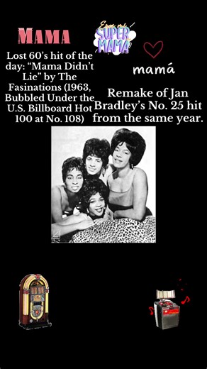 Lost 60’s hit of the day: “Mama Didn’t Lie” by The Fasinations (1963, Bubbled Under the U.S. Billboard Hot 100 at No. 108) A remake version of Jan Bradley’s No. 25 hit from the same year. Co written by Curtis Mayfield. #fascination #mamadidntlie #mamadontlie #oldies #60smusic