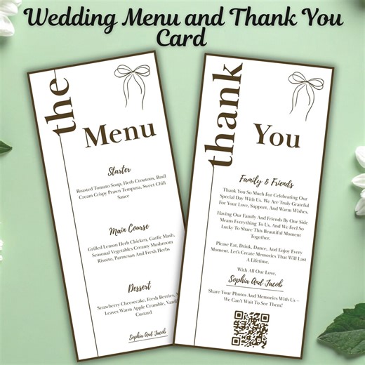 Editable Wedding Thank You Card Canva Template, Printable QR Code Table Note, Modern Place Setting Napkin Insert, Digital Download - Etsy