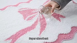 Anybar Bow Bath Mat Pink White Bathroom Rug Cute Scalloped Rugs Non Slip Floor Carpet Microfiber Bathmat Soft Super Absorbent Machine Washable Bathmat for Shower Scallop Bathroom Mats（18x25 inch）