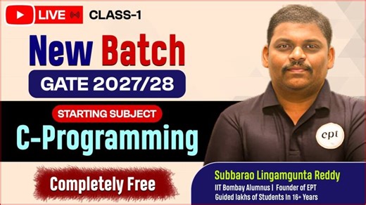 🚨 GATE CSE 2027/28 New Batch LIVE Today | C Programming Lecture-1 FREE 🔥 | ExamPrepTool