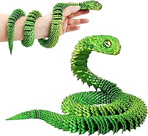 3D Printed Animals Snake, 30 Inch Surprise Mystery Fidget Anaconda Toy, Fake Python Statue with Realistic Eyes，3-D Print Articulated Viper Collectible for Home Office Decoration(LSHL)