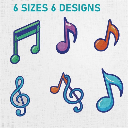 Music Notes Embroidery Designs – Machine Embroidery Pattern (digital File) - Etsy