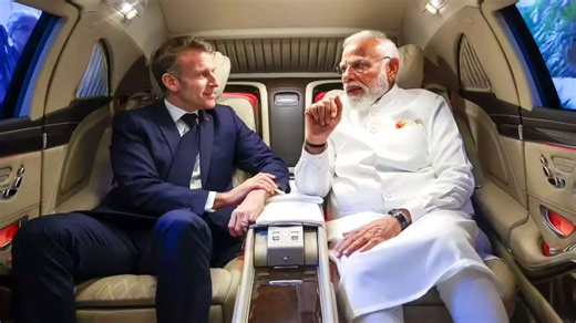 PM Modi's car diplomacy continues as he shares ride with Macron, French president says "Jai Ho"