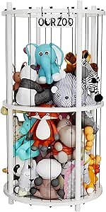 Wood Stuffed Animal Zoo Storage Cage, Extra Large Stuffed Animals Storage Bin Display, for Kids Room, Playroom, Plushies, Stuffy, Plush Toy, Stuff Animal Jail Basket, Toys Organizer Holder