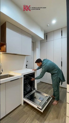 Uber-Premium C-Shaped Modular Kitchen with Built-In Dishwasher | KK Modular Kitchen | Dadar