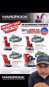 🚨🎉BIGGEST SALE OF THE YEAR! Scanmaskin Concrete Grinding & Polishing Machines are NOW on sale - ALL MODELS Plus! Upgrade your equipment before the year ends and take full advantage of Section 179 tax deductions for your business. Whether you’re polishing, grinding, or tackling heavy-duty concrete work, Scanmaskin delivers power, precision, and reliability. For more information, visit us or call us here at Hard Rock Tool! Let’s get your crew ready for 2025 #hardrocktool #concrete #concretepolis