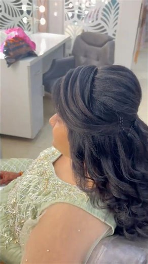 Beautiful engagement hairstyle 💍💫 #openhairstyle #advancehairstyle #hairstyles #shorts