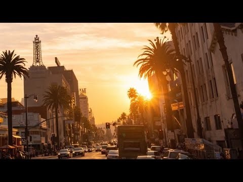LIVE Hollywood Walk | Sunset Blvd Golden Hour | Los Angeles Live Cam