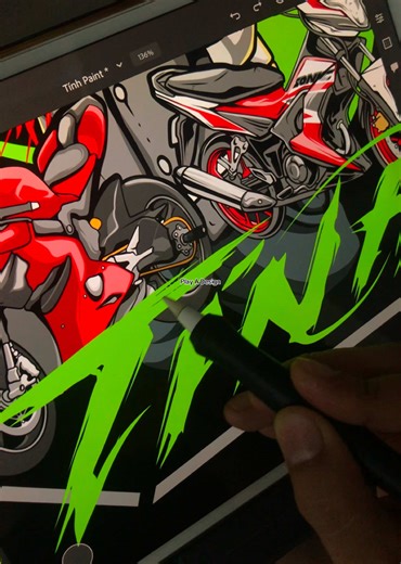 Vẽ Logo Thợ Sơn Xe Cá Tính Tông Màu Xanh Đỏ #playadesign #draw #logo #design #art #painting #portrait #xedovietnam #xekieng