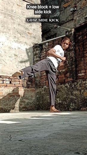 knee block + low side kick🥋#martialarts#muaythai#karate#kungfu#mma #viral