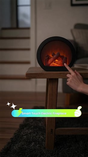 Smart Touch Electric Fireplace Lamp, Decorative LED Light with Simulated Fire Effect, USB/battery Operated for Cozy Ambiance #ledlights #ambientlighting #solarlanterns #smartnightlights #nightlightcharger #lightupdiffuser #longlastinglighting #trendinglamps #wirelessledlights #vanitylights