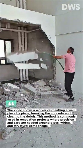 Manual Wall Demolition Using Hammer | Efficient Renovation Breakdown