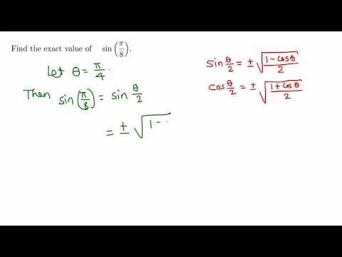 Trigonometry: Exact value of sin pi/8 (sin 22.5)