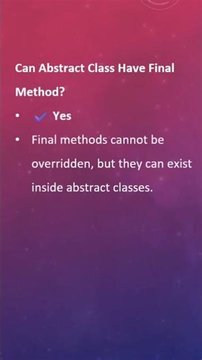 Can Abstract Class Have Final Method? #interviewquestion #java #computerprogramming