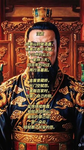 汉武御人赋 夫天降大任，必假雄主；世有非常之功，须待非常之人。孝武皇帝，承文景之积粟，奋祖宗之余烈。内崇儒术，外攘匈奴。握乾符以驭八极，执坤轴而抚万方。其才足以包天地，其略足以吞云梦。知人则哲，善任为明。王道行于庙堂，霸道震于绝域。二者兼运，如火得薪；两端互济，如翼附身。 当其践祚之初，首尊孔氏。表章六经，罢黜百家。董子献天人三策，遂定一尊；公孙弘以春秋之义，位至丞相。太学立而经术兴，明堂建而