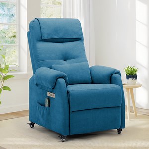 Korser Power Small Recliner Chair for Small Spaces with Wheels and USB Ports for Living Room,Blue