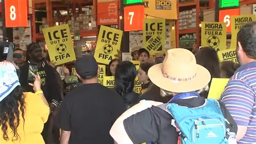 Anti-ICE activists protest inside Home Depot in Westlake, stopping business temporarily