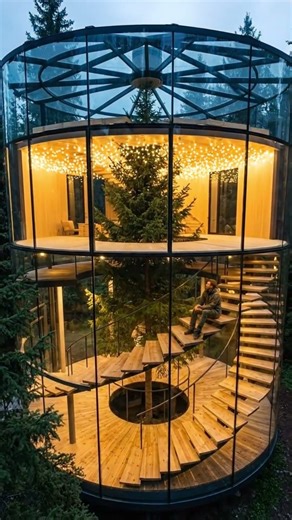 This House Is Built Around a Real Tree 🌿🏡 #shorts #villa #villagelife