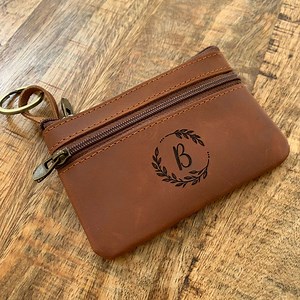 Custom Leather Key Chain Wallet, Keychain Wallet Card Holder With Zipper, Leather Wallet With Keychain, Minimalist Wallet for Women - Etsy