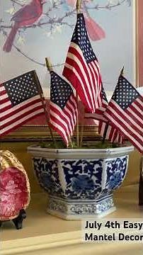 July 4th Easy Mantel Decor with Oyster Shell Art