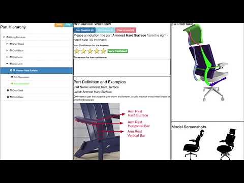 PartNet Annotation Interface Demo and Dataset Overviews