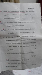 Question 4State the batch extraction process. How will you sep... | Filo