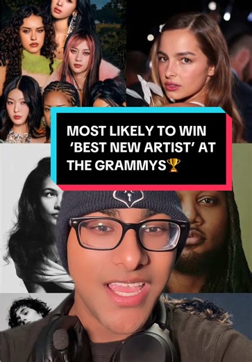MOST LIKELY TO WIN ‘BEST NEW ARTIST’ AT THE GRAMMYS🏆 THE NOMINEES: Olivia Dean KATSEYE The Marías Addison Rae Sombr Leon Thomas Alex Warren Lola Young My Prediction: Olivia Dean🏆 Who Should Win: Olivia Dean🏆 Who I Want To Win: Olivia Dean🏆 #grammys #grammys2026 #bestnewartist #oliviadean