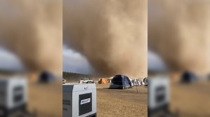 Wildland Firefighter Camp Engulfed In Huge Dust Devil
