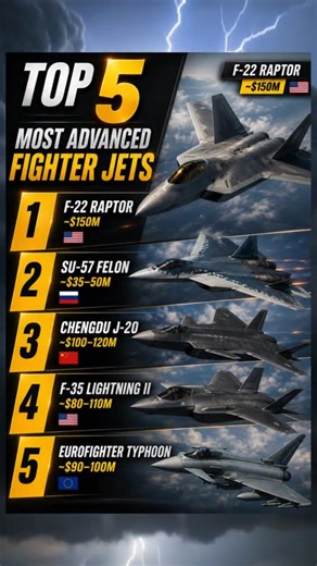 TOP 5 Most Advanced Fighter Jets in the World ✈️🔥 #shorts