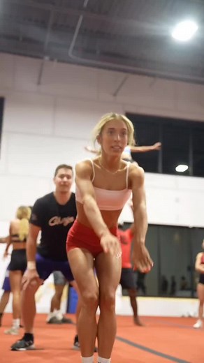 Back handspring to hand-in-hand front layout to liberty #cheerleading #cheer #cheerleader #partnerstunt #stunt