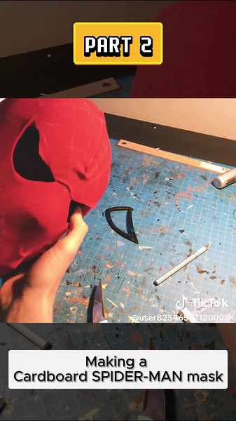 Making a Cardboard SPIDER-MAN mask P2 #viral #DIY #ironman #fyp #marvel #spiderman