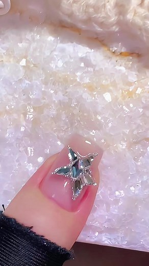 Sparkling Starry Nails ✨💎 Crystal-Studded #nailsart #NailTutorial #fy #naildesign #nailtech #nails