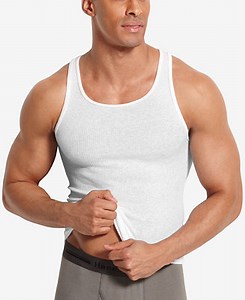 Hanes Men's Big & Tall 4-Pk. A-Line Cotton Tank Undershirts - Macy's
