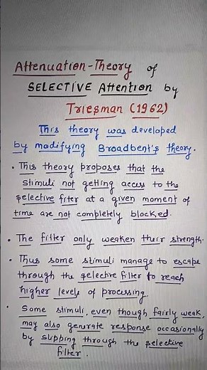 Attenuation THEORY of SELECTIVE Attention. Class -11 PSYCHOLOGY Ch.5 Sensory Attentional
