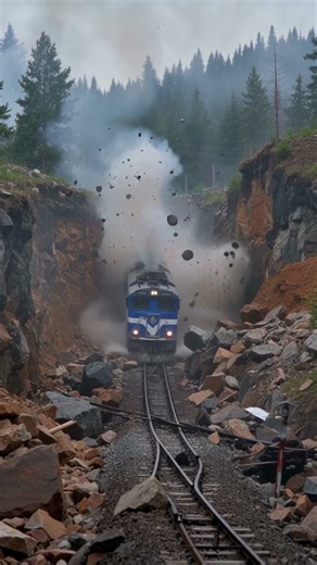 Runaway Train Blasts Through Collapsing Mountain VFX | CDVFX00019 #shorts #MegaDisaster