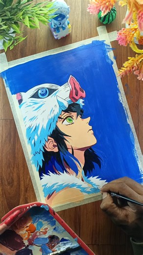 Anime drawing challenge day-05 🔥🖐️ | Inosuke drawing 🐺 #drawingchallenge #animeart #shorts