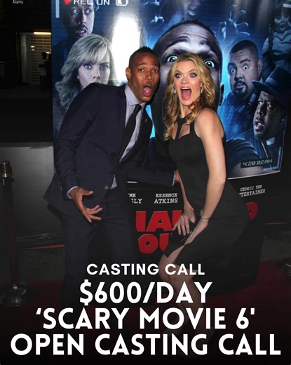📣 Casting Call: ‘Scary Movie 6’ Open Casting Call – Earn $600/Day 🎬😱 Get ready to bring the laughs (and screams)! Scary Movie 6 is officially casting, and this is your chance to be part of one of the most iconic comedy franchises in film. Casting directors are looking for bold, expressive, and high-energy talent who can deliver comedic timing, big reactions, and unforgettable moments on screen. Whether you’re an actor, comedian, or just someone with a strong personality, this project is all a