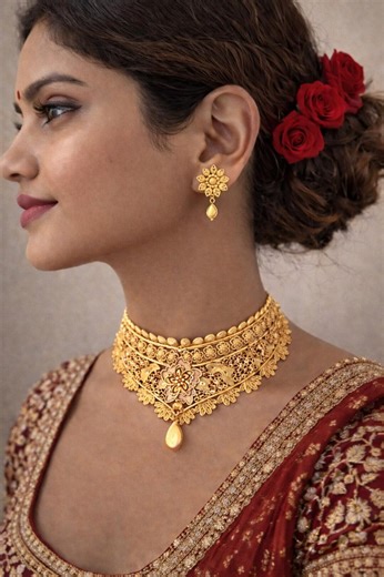 Premium Choker/necklace Choker Tops Stud Set/gold Plated/bridal/ Wedding/party/traditional Design - Etsy