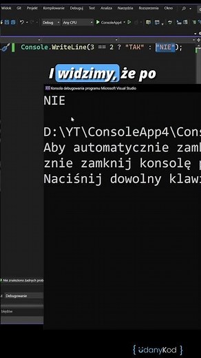 💻🚀 C# w 60 sekund: Operator Warunkowy ? : (Zwięzły IF/ELSE) 💻🚀 #shorts