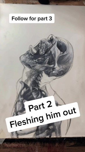 Tracing Over the Skeleton: Horror Drawing Process