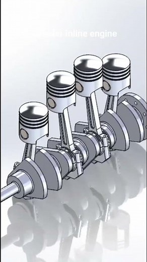 4 cylinder inline engine assembly in SolidWorks #solidworks #engineering