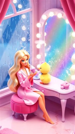 “Barbie Rain Spa ✨ Duckling Brings Glitter Smoothie | Ultra Satisfying Aesthetic Short”