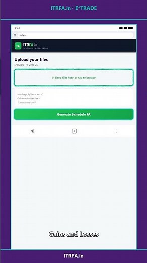 Schedule FA from E*TRADE Stock Plan in under a minute #Shorts | ITRFA.in