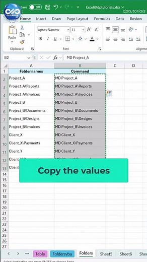 Create Folders from Excel Without VBA directory bat Method