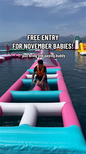 calling all november babies! enjoy a free play pass to our floating playground in zambales 🌴✨ | Inflatable Island Ph
