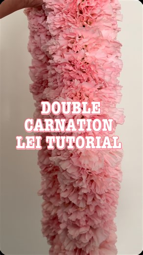 Make It Megan on Instagram: "A double carnation can be made by splitting the calyx or removing it, creating a very thick beautiful lei. My recommendation for an adult lei is 90-100 carnations. In this video, I demonstrated a lei kui pololei but this can also be done in a lei kui poepoe style. #leimaking #leimaker #leikui #graduationlei #carnationlei #makeitmegan"