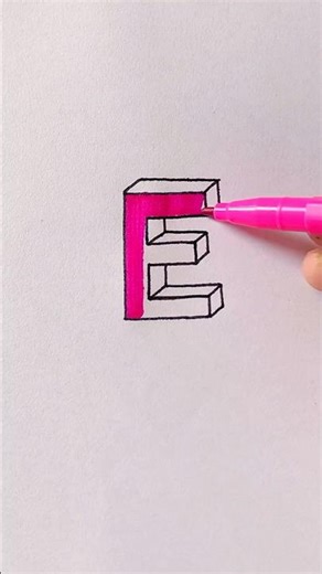 How to draw 3d letter “E”✨ #easyartlover #drawing #artist #viral #shorts